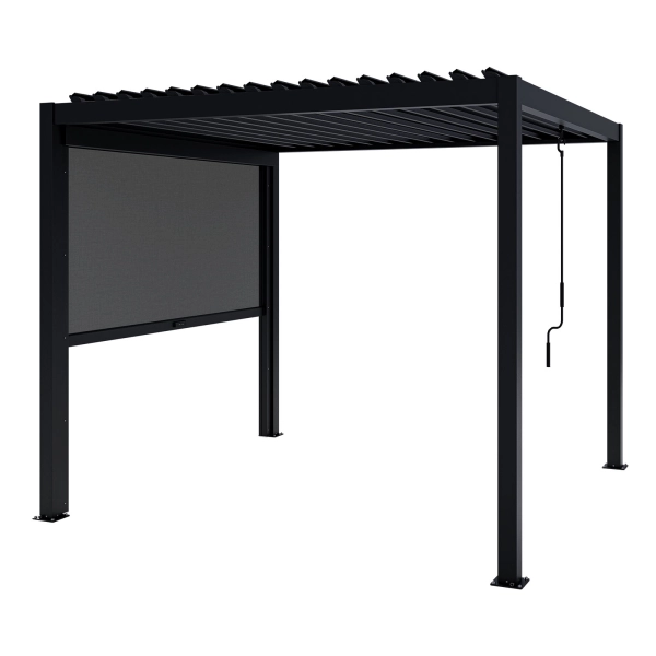 Zestaw Pergola ogrodowa tarasowa aluminiowa NORDVIC Skyline 3 x 3 m Antracyt + Roleta 3 m